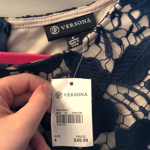 Versona Teal Lace Cocktail Dress - Picture 3 of 4